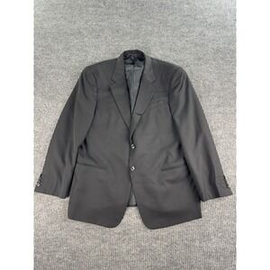 Armani Collezioni Suit Jacket 44 R Black Wool Solid Designer Italy Barneys NY
